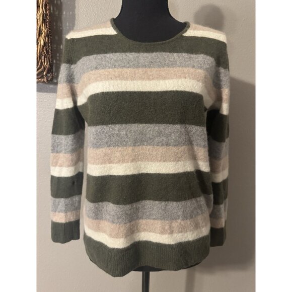 41Hawthorne Sweater L Large 100% Cashmere Green Cream Ivory Gray Flaw - Picture 1 of 8